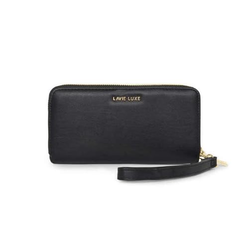 Lavie Zipper Dual Zip PU Women's Casual Wear Wallet (Black, Large)