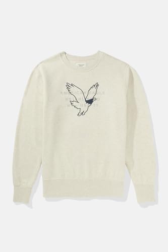 American Eagle Men Beige Super Soft Icon Graphic Crew
