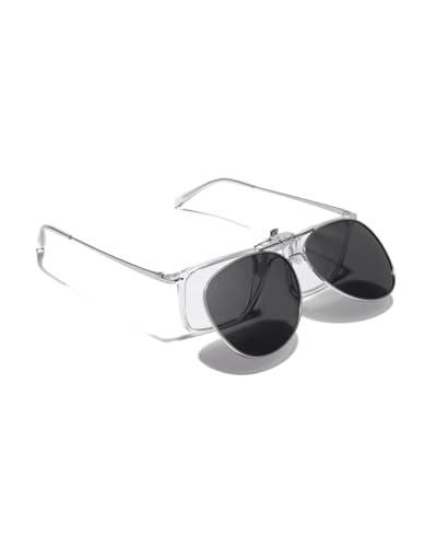 Carlton London Black & Silver Toned Polarised Lens Aviator Sunglass Clip for unisex