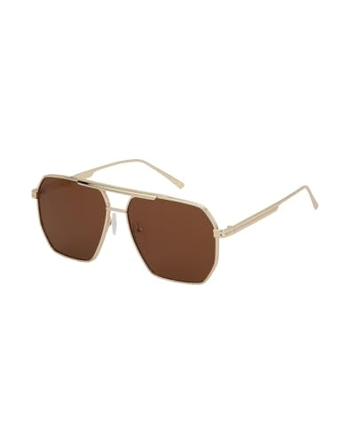 Carlton London Gold Toned with Brown Polarised Lens Oversized Sunglass for mens