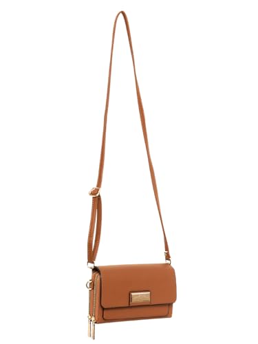 KENNETH COLE Women and Girls Stylish & Trendy Broxa Flap Over Sling Bag | Purse Handbag - Kcsl3001, Brown