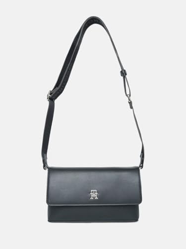 Solid Black Polyurethane Sling Bag