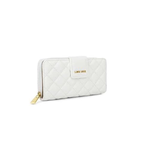 Lavie Zipper Diamond PU Women's Casual Wear Wallet (White, Large)