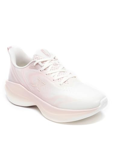 XTEP Canvas White,Pure Pink Wear-Resistant Lingbi Running Shoes for Women Euro- 38