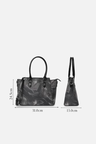 Women Black Print Casual Tote Bag