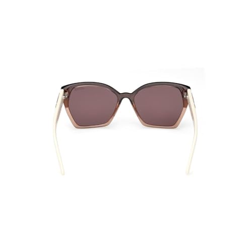 GUESS sunglasses| 100% UV protected | Solid | Full Rim | Butterfly | Women | Large | Shiny Crystal Grey-White Polycarbonate Frame | Solid Violet Lens