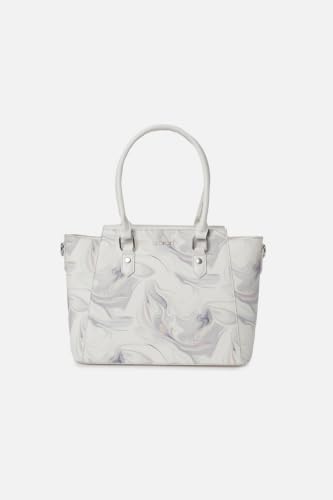 Women White Print Casual Tote Bag