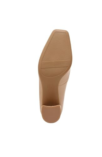 Naturalizer Womens Warner Square Toe Block Heel Pump, Beige, 10 Wide
