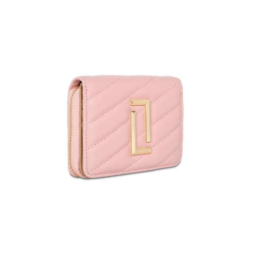 Lavie Zipper Diagonal PU Women's Casual Wear Wallet (Pink, Small)