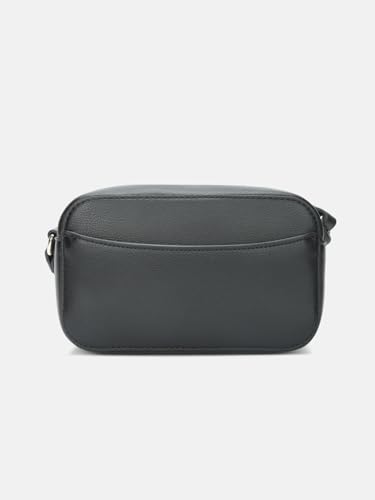 Solid Black Polyurethane Sling Bag