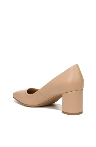 Naturalizer Womens Warner Square Toe Block Heel Pump, Beige, 10 Wide