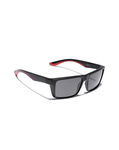 Carlton London Black and Red Toned with Black Polarised Lens Square Sunglass