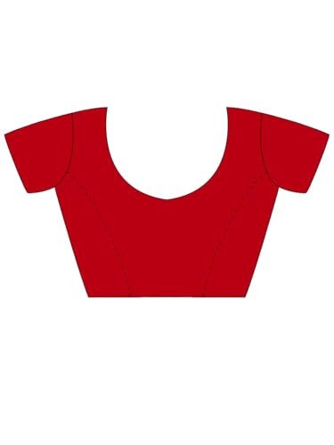 AKHILAM Women's Red Tissue Embellished Saree With Unstitched Blouse Piece (KRIYNS5407_KH)