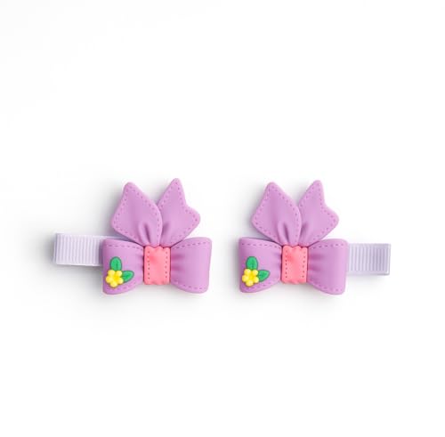 Tresneria Kids Fashion Sunglasses and Hair Bow Clip Set | Cute Pink Bear Frame Glasses with Lavender Butterfly Bow Clips Pack of 2