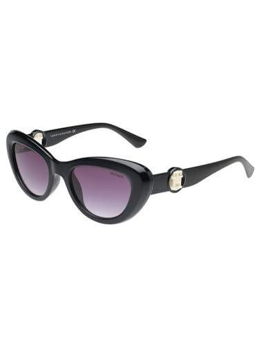 Tommy Hilfiger Sunglasses | Purple Lens | Black Frame | Full Rim Cateye Shape Branded Latest and Stylish Non Polarized Eyewear | 100% UV Protection | Women Sunglasses| Size Medium | TH 1591 C5