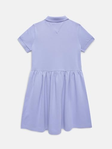 Girls Cotton Polo Collar T-Shirt Dress Purple