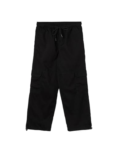 Max Girls Solid Parachute Cargos (Black_10-12 Y)
