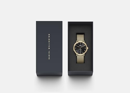 Daniel Wellington Classic Analog Watch for Man with Black Round Dial & Gold Stainless Steel Bracelet Band Water Resistant Men's Wrist Watches - DW00100713K
