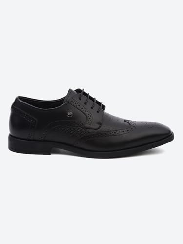 Monte Carlo Mens Black Solid Leather Slip On Compamporary Brogue Shoes - 201856FW-1-11