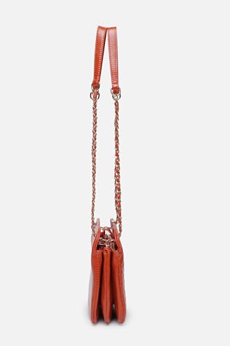 Van Heusen womens Sling Bag with textured single color chain (Rust)