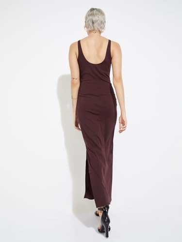 Max Alaya F x URB_N Women Bodycon Maxi Dress(Maroon_2XL)