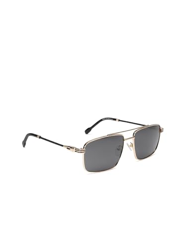 Carlton London Men Premium Polarised UV Protected Blue Lens Gold and Black Toned Rectangle Sunglasses