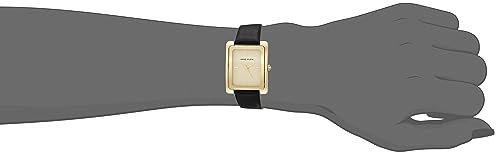 Anne Klein Women's AK/2706CHBK Gold-Tone and Black Leather Strap Watch