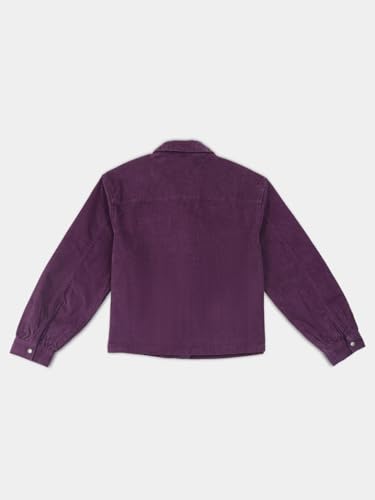 Girls Solid Regular Fit Cotton Shirt Purple