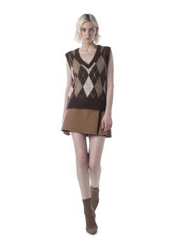 ONLY Women's Colourblocked Regular Fit Brown Sweater
