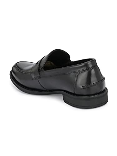 HITZ Men's Black Leather Slip On Formal Shoes - UK 10