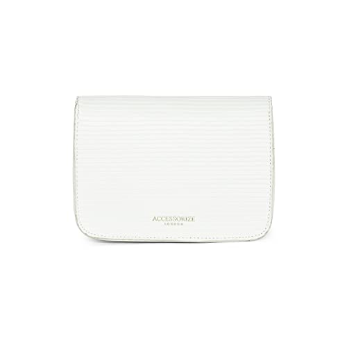 Accessorize London Women's Faux Leather Woven Chain White Evie Sling Bag