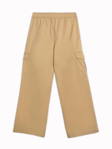 Girls Wide Leg Fit Solid Mid-Rise Cargo