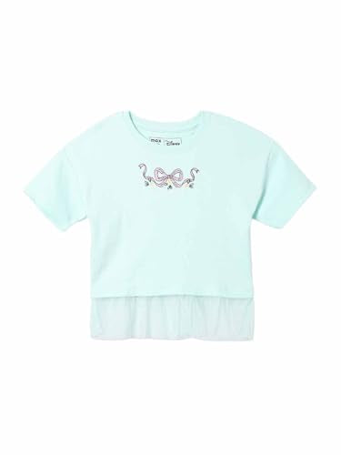 Max Girls Printed Tulle Top(Green_6-8 Y)
