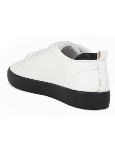 Carlton London Women White-Black Comfortable Lace-Up Snakeer with Heels, for for Casual, Walking & Daily Use (38)