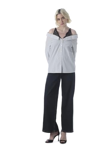 ONLY Women's Striped Regular Fit Blue Shirt