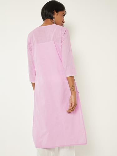 Max Women Embroidered Straight Kurta(Purple_M)