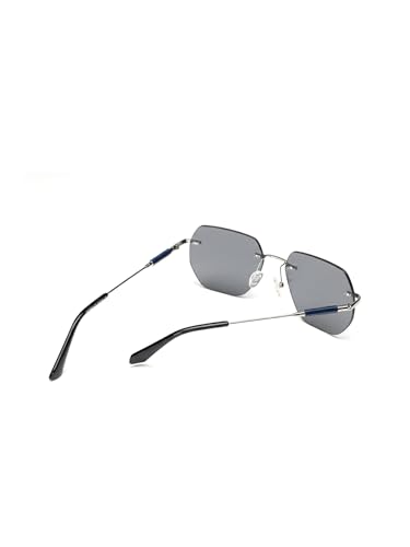 Carlton London Men Premium Polarised UV Protected Blue Lens Silver Toned Rimless Sunglasses