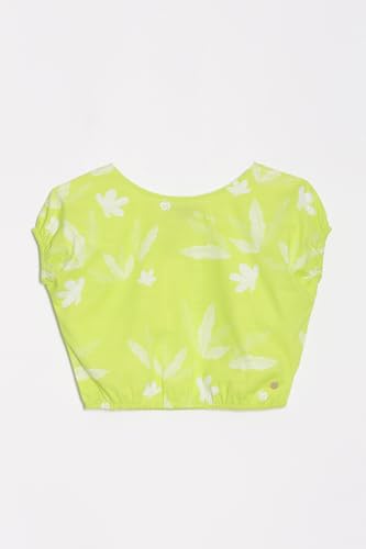 Girls Green Printed Casual Top and Shorts