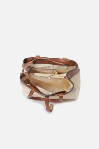 Women Beige Patterned Casual Handbag