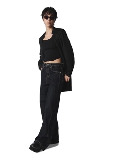 ONLY Women's Solid Regular Fit Black Coat