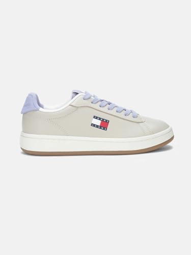 Solid Beige Leather Sneakers