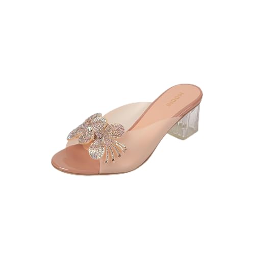 Mochi Women's Peach Open Casual - Mules with Block Heel UK/3 EU/36(40-307)