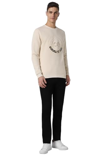 Men Cream Solid Crew Neck Sweatshirt