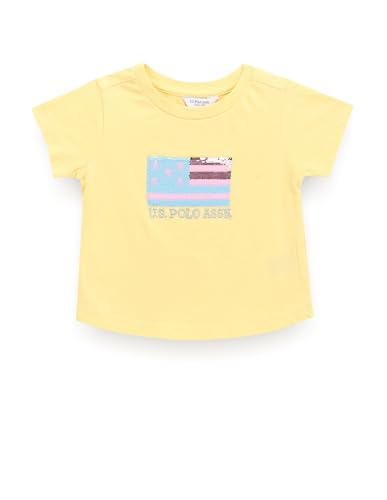 U.S. POLO ASSN. Girls Flip Sequin T-Shirt Light Yellow