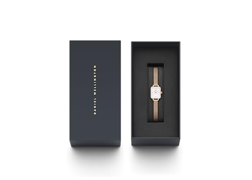 Daniel Wellington Quadro Analog Watch for Women with White Square Dial & Rose Gold Stainless Steel Bracelet Band Water Resistant Women's Wrist Watches - DW00100731K