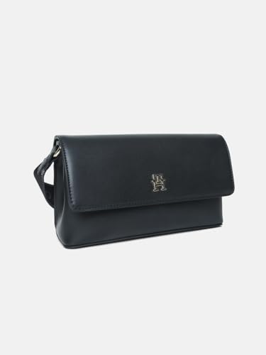 Solid Black Polyurethane Sling Bag