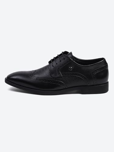 Monte Carlo Mens Black Solid Leather Slip On Compamporary Brogue Shoes - 201856FW-1-11