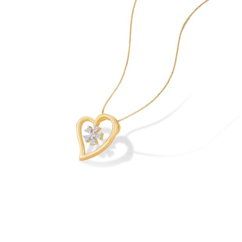 P.N.Gagdil Jewellers 14 Karat Yellow Gold & Diamond Certified Gold Heart Pendant For Women DIDP0021 IJ/SI