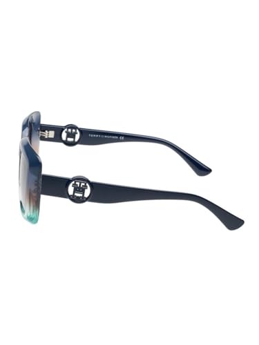 Tommy Hilfiger Sunglasses | Purple Lens | Blue Frame | Full Rim Square Shape Branded Latest and Stylish Non Polarized Eyewear | 100% UV Protection | Women Sunglasses| Size Medium | TH 1593 C6 52