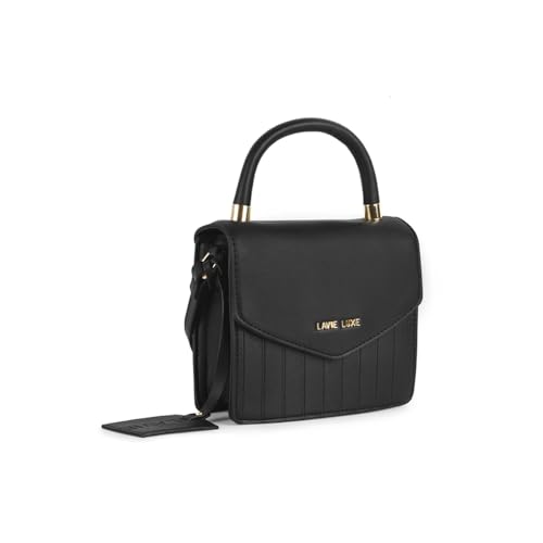 Lavie Aura Synthetic Zipper Closure Women's Sling Bag (BLACK, SMALL)